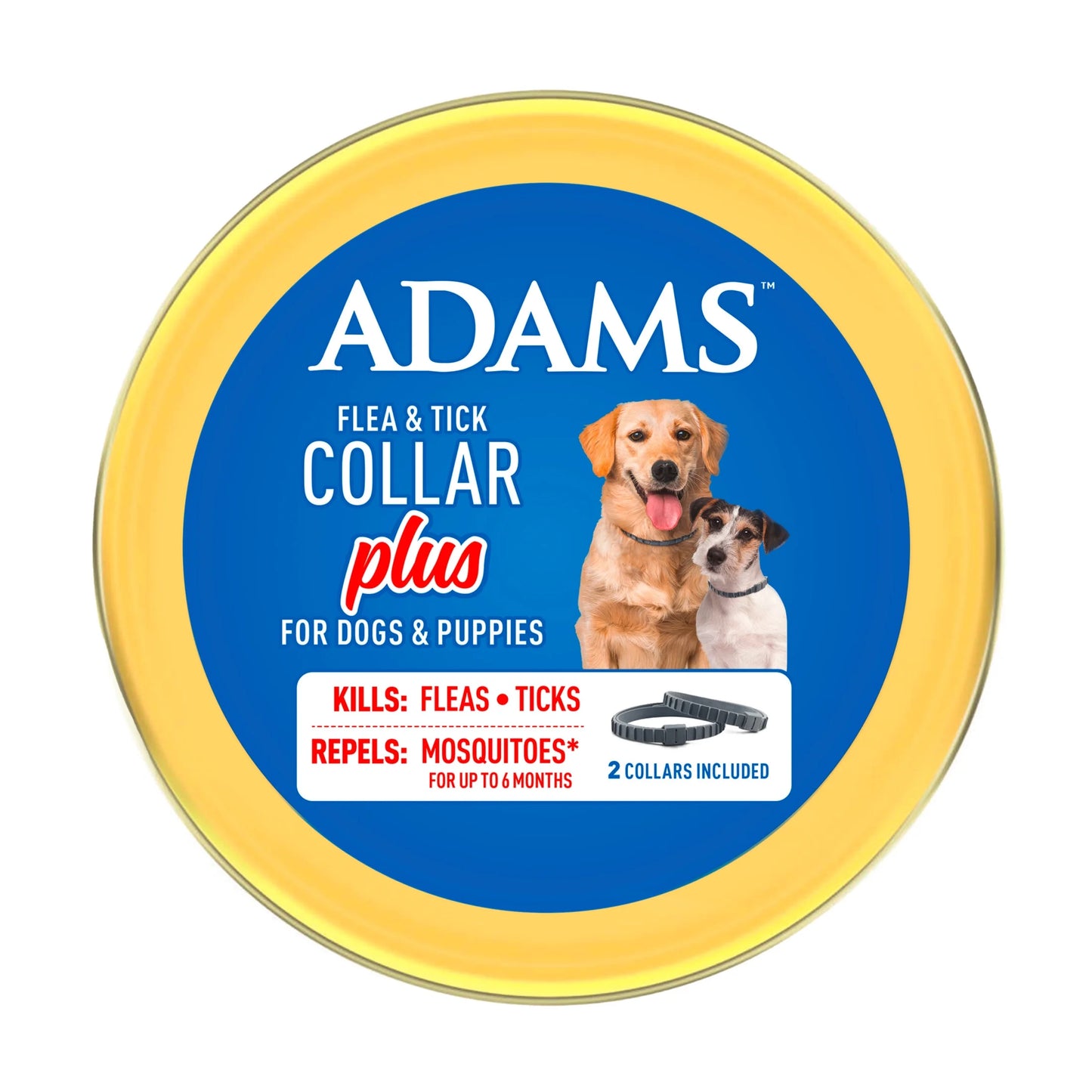 Flea & Tick Collar plus for Dogs & Puppies, 2 Pack, 12 Month Protection, Adjustable One Size, Kills Fleas, Ticks & Repels Mosquitoes, excluding California