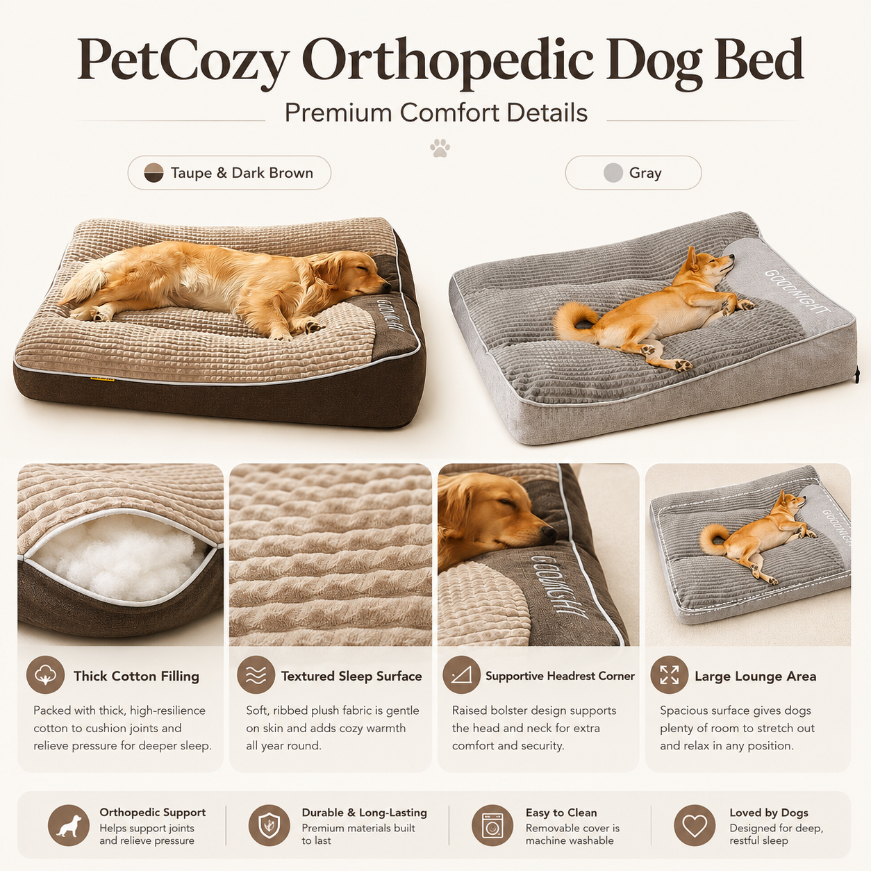 PetCozy Orthopedic Dog Bed
