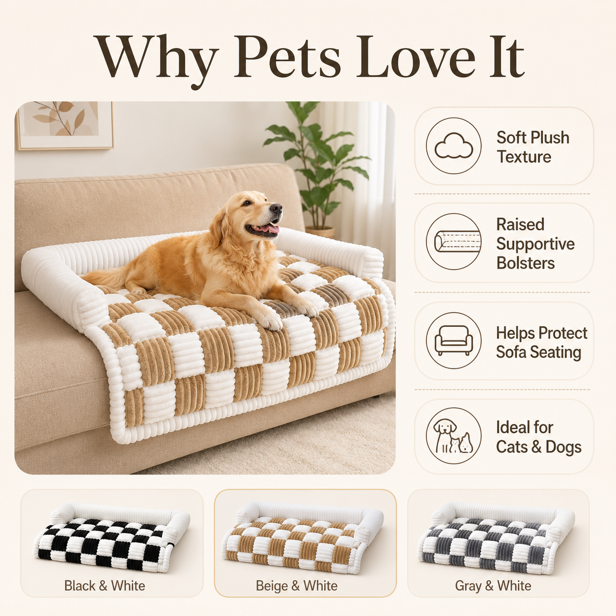 PetCozy Plush Pet Couch Bed